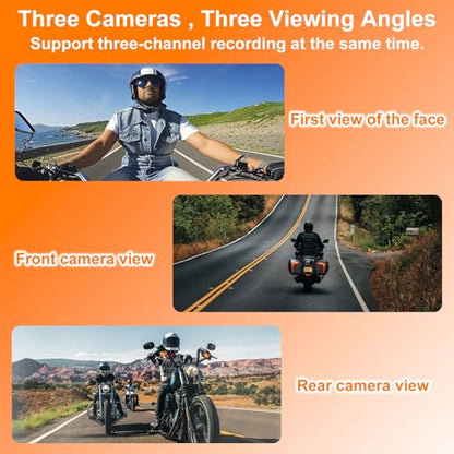 6.25' Motorcycle Carplay with Three Dash Cam (Inclues 128G SD),TMPS,GPS Navigation with Wireless Android Auto,Waterproof Touchscreen,Support Siri,Google Assistant,Anti-Glare,Bluetooth - size: 6.25 inch screen
