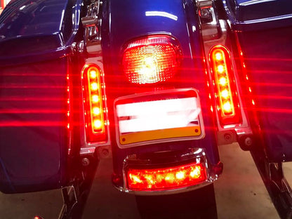 LED Filler Panel Lights Rear Fender Light Turn Signals Fit for Harley Touring Road Glide FLTR Electra Glide FLHT Road King FLHR Ultra Limited FLHTK 2014-2024 (Chrome Housing Clear Len) - color: Chrome Housing Clear Len