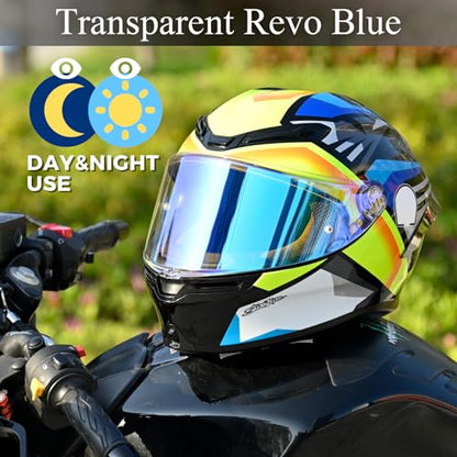 Compatible With K6S Visor K6 Face Shield Replacement Tinted Visor Helmet Accessories (Transparent Revo Blue) - color: Transparent Revo Blue