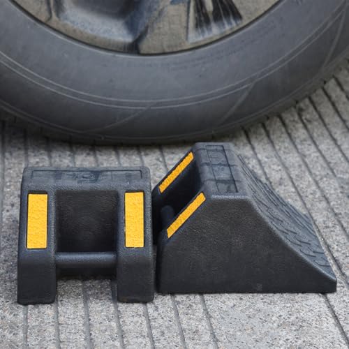Heavy-Duty Rubber Wheel Chocks, Ergonomic Portable Durable Wheel Chock with Handle, Wheel Wedge, Wheel Stopper for Cars, Motorcycles, Travel Trailers (Small - 8Pack) - size: Small - 8Pack