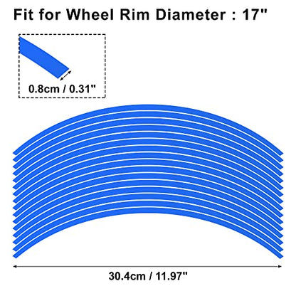 X AUTOHAUX 16pcs Fit 17" Wheel Motorcycle Car Bike Wheel Rim Sticker Strips Reflective Stripe Tape Reflector Blue - color: Blue