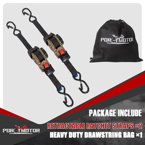 2 Pack Retractable Ratchet Straps (1" × 10'), 1500LBS Break Strength Ratchet Tie Down Straps Heavy Duty Auto Retracting Ratchet Straps for Motorcycle, Trailers, Boats, ATVs, UTVs - style: 1in x 10ft (Pack of 2)