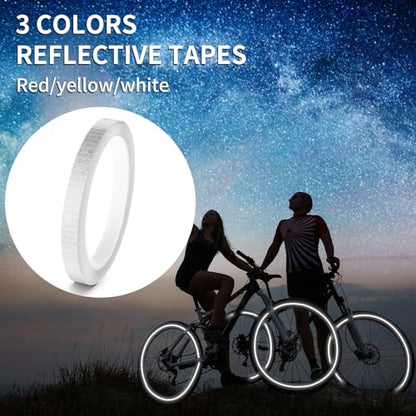 Neon Reflective Tape 0.4In x 26 Feet, Safety Warning Tape High Viscosity Durable Lasting Outdoor Waterproof Neon Reflector Strips for Bicycles Helmets Trailers(White) - color: White