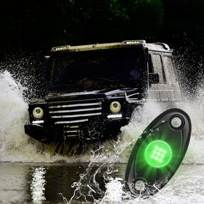 Macarrie 12 Pods Rock LED Lights Waterproof Neon Underglow Trail Rig Lamp Lighting for Car SUV Pickup Truck Motorcycle Boat ATV Utv RZR Rv Offroad Trailer Fender Under Body Golf(Green) - color: Green