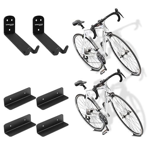 Venzo Bike Bicycle Cycling Pedal Wall Mount Indoor Storage Hanger Stand - Hook Rack Holder - with Tire Brackets - Great for Garage and Shed (2)