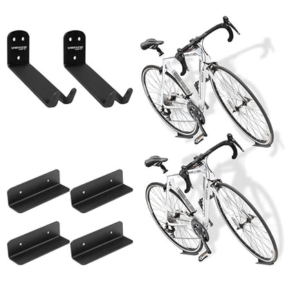 Venzo Bike Bicycle Cycling Pedal Wall Mount Indoor Storage Hanger Stand - Hook Rack Holder - with Tire Brackets - Great for Garage and Shed (2)