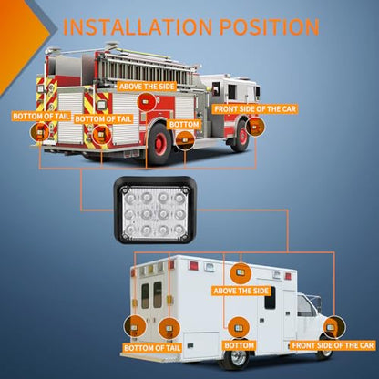 Nilight 12LED Magnetic Wireless Trailer Lights 2PCS Rechargeable Portable Hazard Beacon Warning Light Amber and White Emergency Strobe Light for Trucks Trailers Vehicles Cars Bus Surface Mount - color: 12LED Amber White
