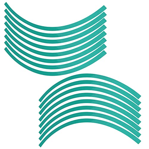Reflective Wheel Rim Stripe Decal Sticker for 16-19 inch Rim Size Universal Car Motorcycle Wheel Reflective Pinstripe Decal Tape Sticker Decoration Film (Blue Green)