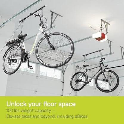 Bike Hoist- Heavy Duty for Space Saving - Road, Commuter & Mountain Bikes, Holds Kayaks & Ladders - No-Hassle Installation for Quick & Easy Access - style: Bike Hoist Pro With Kayak Straps