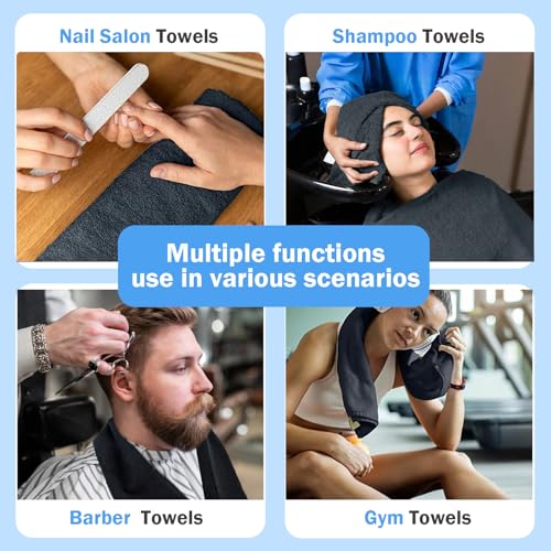 Puomue Black Salon Towels, Super Soft and Absorbent Microfiber Hair Towel for Salon, Bath, Spa, Pool and Home, 27 inch X 16 inch (Black - 24 Pack) - color: Black - 24 Pack