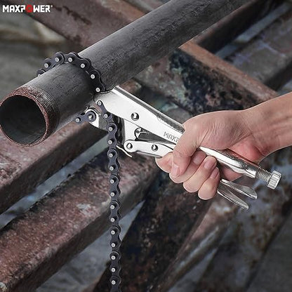 MAXPOWER 9-Inch Locking Chain Clamp with 19.7-Inch Chain, 2 Pack - size: 19.7" Chian
