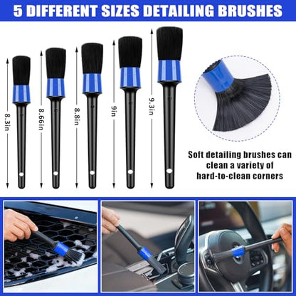 Windshield Cleaner Tool, 17Pcs Car Interior Detailing Kit, Detailing Brush, Towels, Duster, Car Cleaning Kit Interior for RVs, Truck, Trailer (Blue) - color: Blue