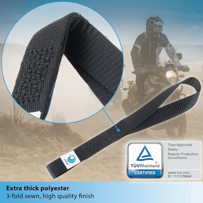 valonic Falcon - Soft Loop tie Down Straps - 4 Pack, 4400lbs, 1" x 12", Double Stitched, Black - for Motorcycle Handlebar - size: 1 ft