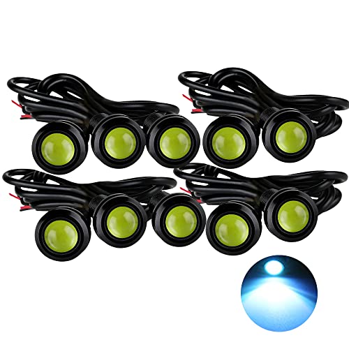 Eagle Eye LED Lights, DIY Ultra Thin 18mm Indicator Marker Light Daytime Running Lights DRL Tail Lights Fog Light Backup Light for Car Motor Motorcycle Truck Boat (BK Shell-Ice Blue,10PCS) - color: BK Shell-Ice Blue, size: 10PCS