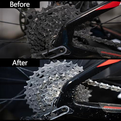 Thinvik Bike Lube and Cleaner Set with 500ml Chain Cleaner, 60ml Dry Lubricant and 4 Brush Tools for Cleaning Chains, Chainrings, Freewheel/Cassette(Wet Lube) - size: Wet Lube