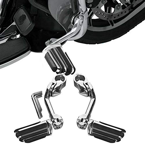TCMT Highway Pegs Fit For Harley Softail Sportster Electra Road Glide Road King Street Glide with 1.25" Engine Guard 1 1/4 Highway Bar - color: Chrome, size: Style C Long Angled
