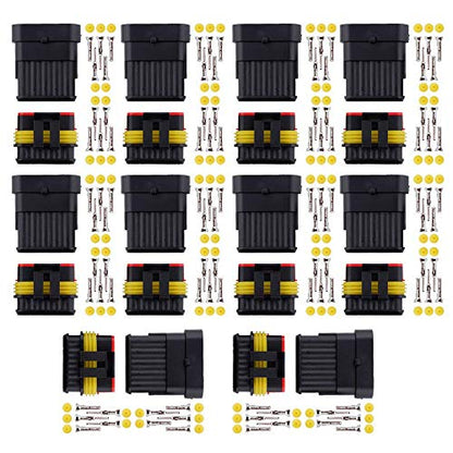 MUYI 10 Kit 5 Pin Way Waterproof Electrical Connector 1.5mm Series Terminals Water Resistend - style: 5pin connector(10 sets)