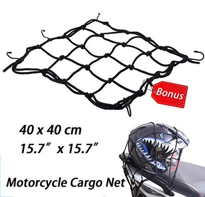 Motorcycle Tail/Seat Bag - Dual Use Waterproof Helmet Bag for Motorbike - with One Extra Cargo Net - color: Black&White