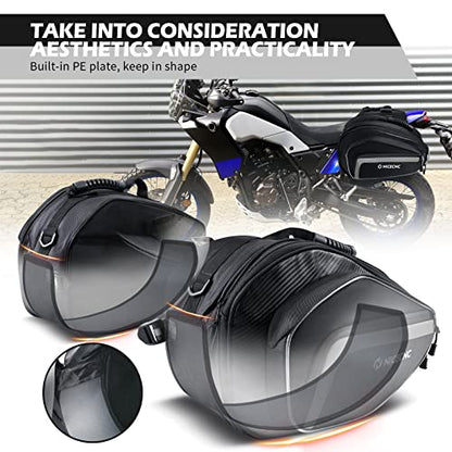 NICECNC Motorcycle Saddlebags, 50L Saddle Bags Motorcycles Throw Over Side Bags Compatible with Harley Honda Suzuki Yamaha Adventure Street Glide Dual Sport, silver - color: Silver
