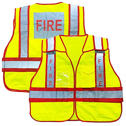 VIEWBRITE Reflective Class 2 Fire Vest Lime Green - 5 Point Breakaway High Visibility Yellow Fire Fighter Vest - color: Reflective Yellow, size: Medium-Large