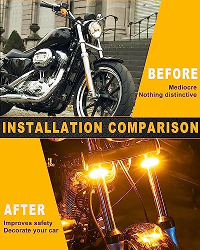 5in Motorcycle Daytime Running Light Switchback LED Strip White&Amber DRL Sequential Blinkers Ring Fork Turn Signal Light Strip DRL 5" LED Strip Light Bars for Cars Motorcycles ATV UTV 12V 2PCS