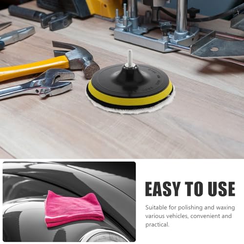 ORFOFE Wool Buffing Polishing Pads with Hook and Loop Design, Drill Buffer Attachment for Fine Polishing on Motorcycle and Boat, Car Buffer Polisher Kit