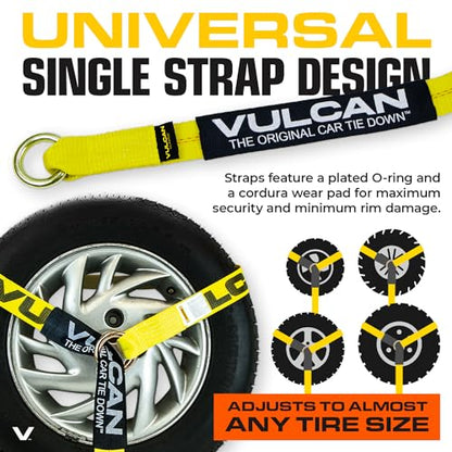VULCAN Car Tie Down with Snap Hooks - Lasso Style - 2 Inch x 96 Inch - 4 Pack - Classic Yellow - 3,300 Pound Safe Working Load - size: Snap Hooks - Classic Yellow (4 Pack)