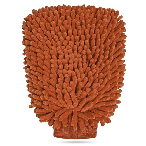 Car Wash Mitt, Scratch-Free & Lint-Free Chenille Microfiber Wash Mitts, Highly Absorbent Double-Sided Glove for Auto Washing and Detailing, Universal Car Accessories (Coffee) - color: Coffee, size: 1 PCS