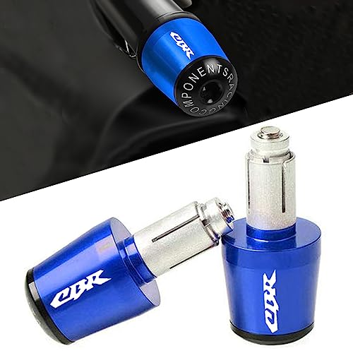 2pcs Motocycle Handlebar Grip Ends 7/8" 22mm for H-onda CBR60F CBR125R CBR150R CBR250R CBR400 NC23 NC29 F2 F3 F4 F4i CBR600RR CBR900RR CBR954RR CBR1000RR (Blue) - color: Grip End - Blue