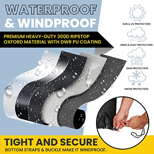 Waterproof Bicycle Cover for Outdoor Storage - Fits 1 or 2 Mountain, Road, Electric Bikes - Anti Theft Lock Holes for Frame Body & Wheels - Premium Heavy Duty Ripstop Fabric. For Rain or Snow.
