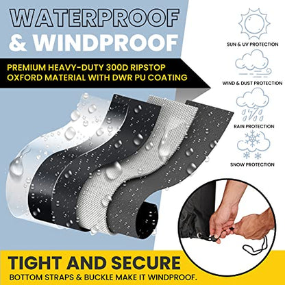 Waterproof Bicycle Cover for Outdoor Storage - Fits 1 or 2 Mountain, Road, Electric Bikes - Anti Theft Lock Holes for Frame Body & Wheels - Premium Heavy Duty Ripstop Fabric. For Rain or Snow.