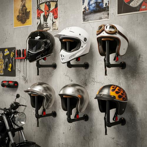 Cowboy Hat Rack -2 Pack Black Metal Pipe & Brown Wood Wall-Mounted Hat & Wig Holder, Hanging Motorcycle Helmet Holder Rack, Rustic Wood Helmet Hooks, Easy Storage for Coats, Hats, Caps