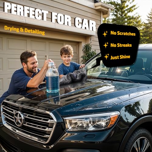 SMINDER 2-Pack 1200 GSM Car Drying Towels – Microfiber Towels for Cars (36" x 24"), Ultra-Absorbent, Streak-Free, Scratch-Free, No Water Spots, Double-Twist Pile & Edgeless Design - color: Gray