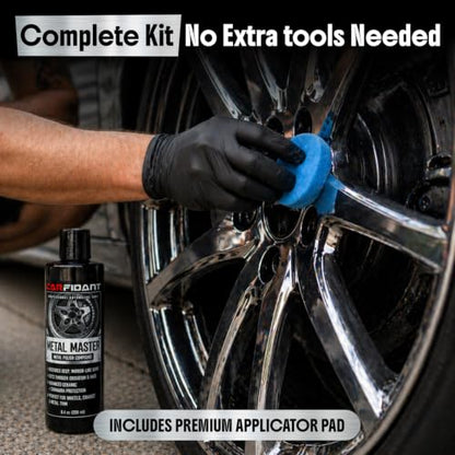 Metal Polish Kit with Applicator Pad – Restores Shine & Removes Oxidation on Chrome, Aluminum & Stainless Steel – Carnauba + Ceramic Protection – Metal Cleaner & Polish – 8.4 oz