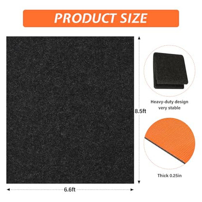 8.5 X 6.6 Ft Heavy Duty Oil Spill Mat, Garage Floor Mat for Under Car, 1/4inch Thicked Waterproof Rubber Backing Mat Protect Floor, Reusable Oil Drip Leak Absorbent Pads (Black)