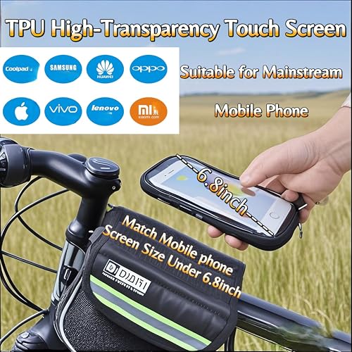 Waterproof Touchscreen Bike Phone Mount - Top Tube Frame Bag for Cycling, 6.8'' Phone Holder & Anti-Shock Storage bag,Bicycle Accessories(Blue) - color: Blue
