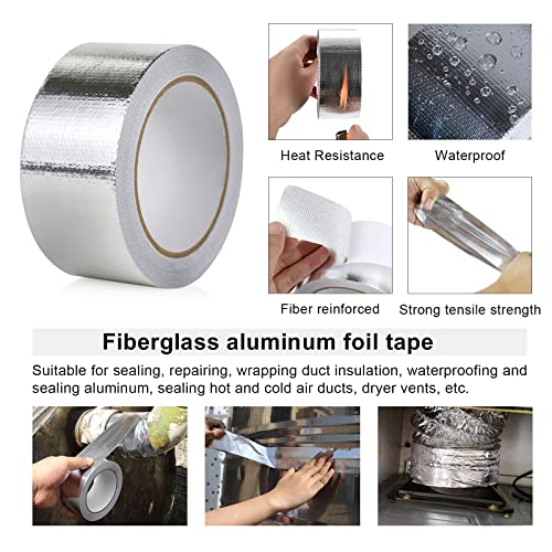 BOMEI PACK 1 Roll Aluminum Foil Heat Shield Cool Tape 2 Inch x 66 ft Heat Reflective Thermal Barrier Reflective Tape for Hose and Auto Use - size: 2in*66ft