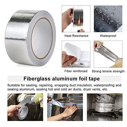 BOMEI PACK 1 Roll Aluminum Foil Heat Shield Cool Tape 2 Inch x 66 ft Heat Reflective Thermal Barrier Reflective Tape for Hose and Auto Use - size: 2in*66ft