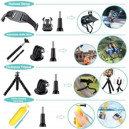 REFLEX CAMERA 50 in 1 Action Camera Accessories Kit Compatible with GoPro Hero 13/12/11/10/9/8, DJI Osmo Action 2, 3, 4, Pro 5, Insta360 Ace Pro/Ace Pro 2 Akaso and other Sports Cameras & Durable Case - size: 50-in-1-Kit