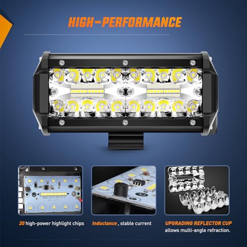 Nilight LED Pods 6PCS 6.5 Inch 120W Light Bar Triple Rows Spot Flood Combo Driving Light Waterproof Led Work Light Off-Road Truck Car ATV SUV Cabin Boat - color: 6Pcs Led Pods, size: Led Pods
