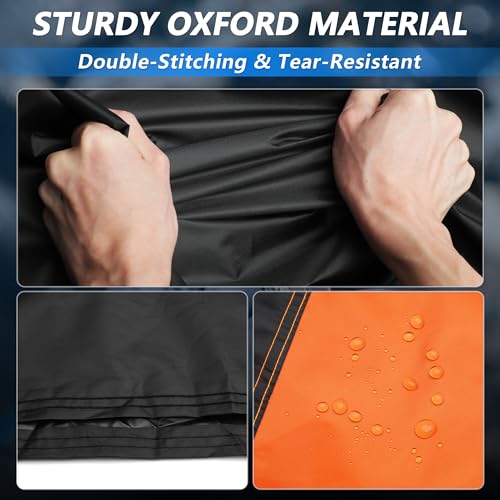 X AUTOHAUX 295cm/116" Motorcycle Cover Waterproof for Harley-Davidson Tri Glide Ultra for Can-Am Spyder RT/Spyder F3 Outdoor Sun Dust All Weather Protection Motorbike Cover Orange - size: 295*110*140cm/116*43*55inch