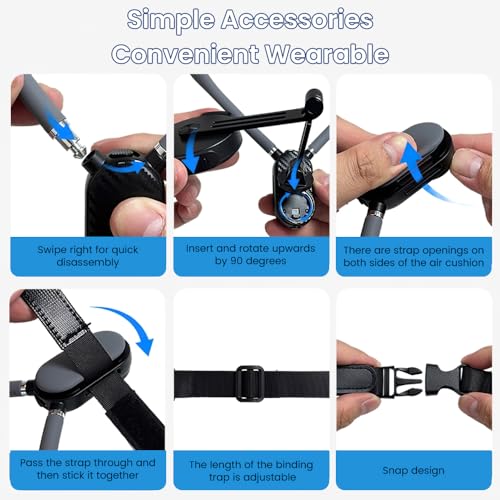 Neck Mount for Action Camera with Air Cushion, POV Hands Free Mount with Adjustable Chest Strap, First Person View Stabilizer Compatible for GoPro, DJI, Insta360 and Most Action Cameras
