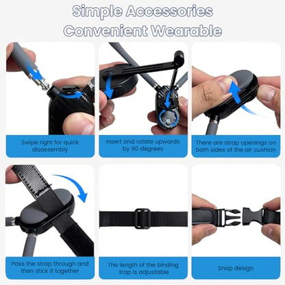Neck Mount for Action Camera with Air Cushion, POV Hands Free Mount with Adjustable Chest Strap, First Person View Stabilizer Compatible for GoPro, DJI, Insta360 and Most Action Cameras