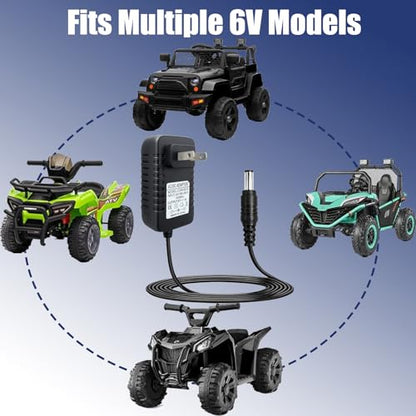 6V Charger for Ride On Toys, Kids Electric Car Power Adapter
