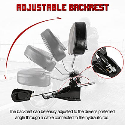 INNOGLOW Motorcycle Backrest - Detachable Driver Rider Backrest with Adjustable Black Mount Kit for Harley Touring Electra Glide Road Glide Road King Street Glide CVO 2009-2020 - color: Style-3/Black Arm