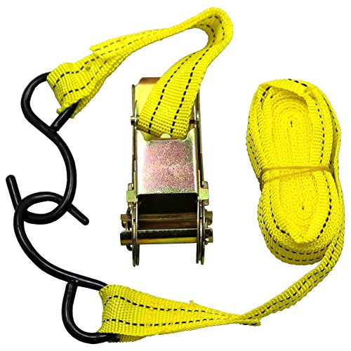 Bluedot Trading Set of 8 x 15 Ft 1-Inch Ratchet Tie Downs with ‘S’ Hook Soft Loops - 500 lbs Working Load for Lighter Load Transport, Quantity 8 - Ideal for Cargo, Truck, Trailer, Moving and Hauling - size: 8 Rachets