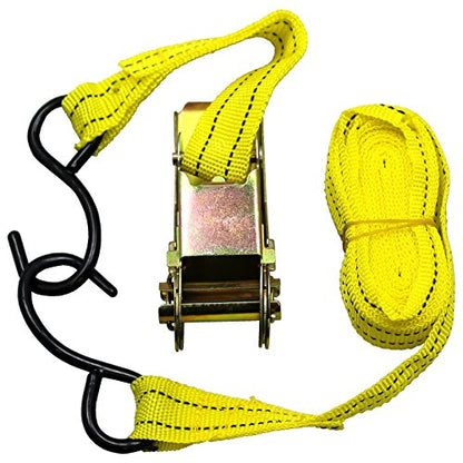Bluedot Trading Set of 8 x 15 Ft 1-Inch Ratchet Tie Downs with ‘S’ Hook Soft Loops - 500 lbs Working Load for Lighter Load Transport, Quantity 8 - Ideal for Cargo, Truck, Trailer, Moving and Hauling - size: 8 Rachets