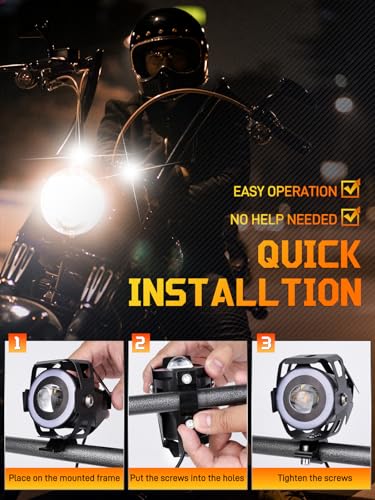 Motorcycle LED Fog Lights U7 Spotlight with High Low Strobe Beam Halo Rings White Central with U7 LED Running DRL Switches Clamps Universal Spotlights Driving Lights 2 Packs - color: Colorful
