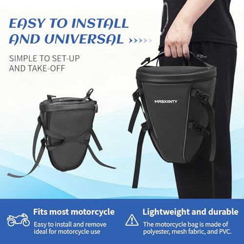 MRSXXNTY Motorcycle Tail Bag Saddle Bags Motorcycles Motorcycle Accessories Gear for Men Tapered Rear Seat Bag Waterproof & Expandable Suitable for Outdoor Cycling and Daily Commuting