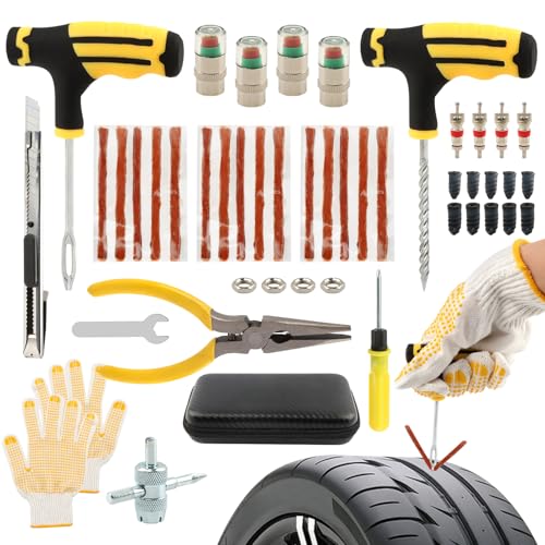 48 Pack Tire Plug Kit, Universal Tire Repair Kit for Flat Ti-re Puncture Repair, Suitable for Autos, Cars, Motorcycles, Trucks, RVs, etc.(Color:As Shown)